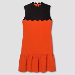 Victoria Beckham Plus Size Orange Scallop Dress 1X